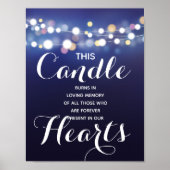 Navy String of light Memory candle-teken bruiloft  Poster (Voorkant)