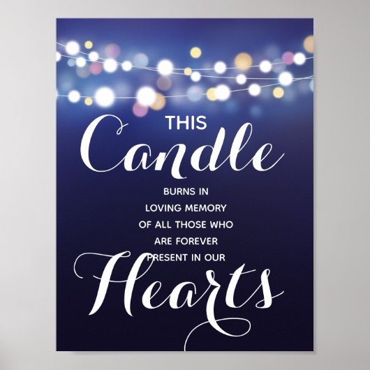 Navy String of light Memory candle-teken bruiloft  Poster (Voorkant)