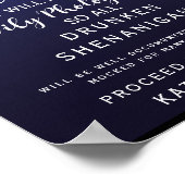 Navy String of light Open Bar bruiloft Poster (Hoek)