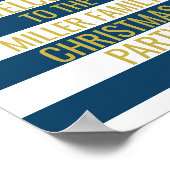 Navy Stripe Gold Confetti Welkom kerstfeest Poster (Hoek)