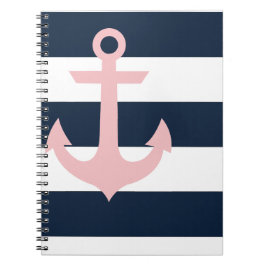 Navy Stripe-laptop - Anchor - Coral Notitieboek