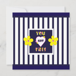 Navy Striped Helder Geel Art Flower Kaart