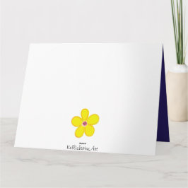 Navy Striped Helder Geel Art Flower Kaart
