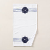 Navy Striped Monogram Bath Towel Set Bad Handdoek (Handdoek)