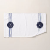 Navy Striped Monogram Bath Towel Set Bad Handdoek (Handdoek)