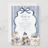 Navy Striped Santa Christmas Kaart (Voorkant)
