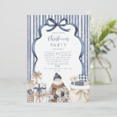 Navy Striped Santa Christmas Kaart (Staand voorkant)