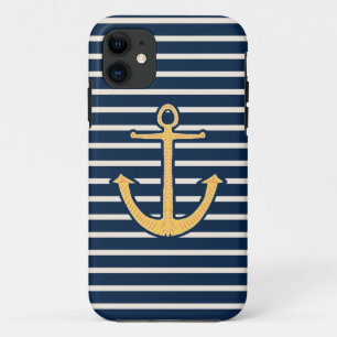 Navy Stripes Anchor iPhone 11 Hoesje