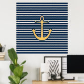 Navy Stripes Anchor Poster (Thuiskantoor)