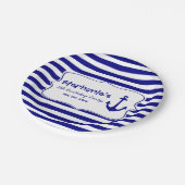 Navy Stripes and Nautical Anchor Birthday Party Papieren Bordje (Gekanteld)