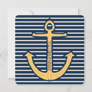 Navy Stripes Anker Baby shower Kaart