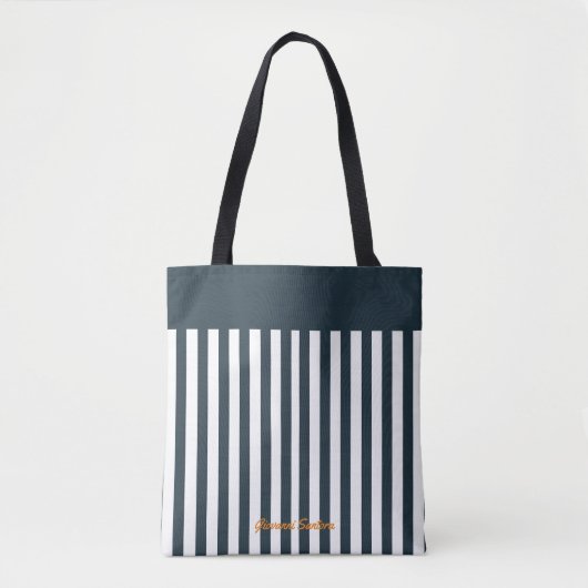 Navy Stripes | Het Monogram van de moderne man Draagtas (Voorkant)