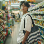 Navy Stripes | Het Monogram van de moderne man Draagtas