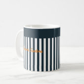 Navy Stripes | Het Monogram van de moderne man Koffiemok (Voorkant links)
