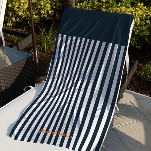 Navy Stripes | Het Monogram van de moderne man Strandlaken