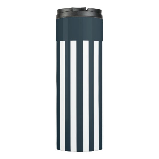 Navy Stripes | Het Monogram van de moderne man Thermosbeker (Achterkant)