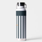 Navy Stripes | Het Monogram van de moderne man Waterfles (Achterkant)