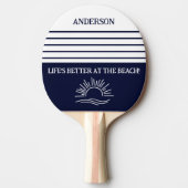 Navy Stripes Monogram Family Nautical Tafeltennisbatje (Voorkant)