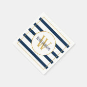 Navy Stripes Nautical gepersonaliseerde Monogram n Servet (Hoek)