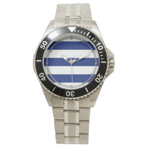 Navy Stripes Nautical Pattern Horloge