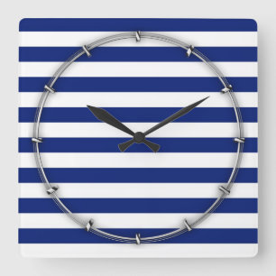Navy Stripes Nautical Pattern Vierkante Klok