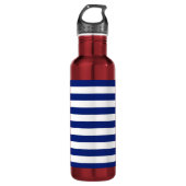 Navy Stripes Nautical Pattern Waterfles (Voorkant)