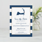 Navy Stripes Orleans Cape Cod Save the Date (Staand voorkant)