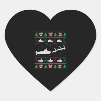 Navy Submarine Onderzeeër Lelijke Kersttrui Hart Sticker
