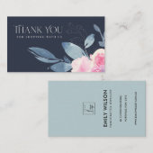 NAVY SUBTLE BLUSH BLUE FLORAL BUSINESS DANK U VISITEKAARTJE (Voorkant / Achterkant)