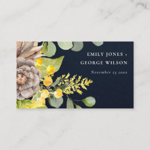 NAVY SUNFLOWER EUCALYPTUS FLORA WEDDING WEBSITE VISITEKAARTJE