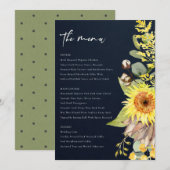 NAVY SUNFLOWER EUCALYPTUS WATERVERF FLORAL MENU (Voorkant / Achterkant)