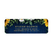 Navy Sunflower Wedding Return Address Label (Voorkant)