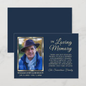 NAVY Sympathie Funeral Memory DANK You Photo Bedankkaart (Voorkant / Achterkant)