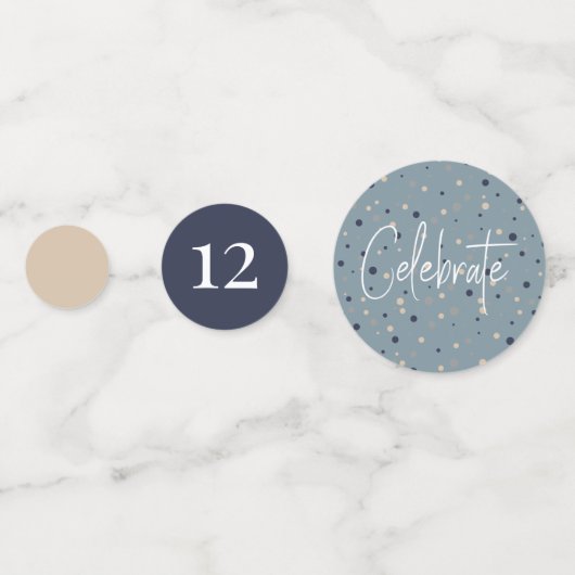 Navy Tan Blue Grey Anniversaire Confetti (Derrière)