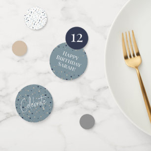 Navy Tan Blue Grey Verjaardag Confetti