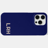 Navy Tan Minimalist Monogram iPhone Case (Achterkant (horizontaal))