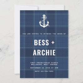 Navy Tartan Invitation Kaart