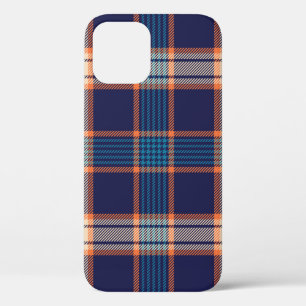 Navy tartan-patroon iPhone 12 hoesje