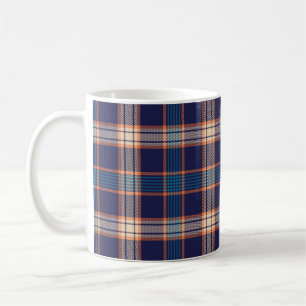 Navy tartan-patroon koffiemok