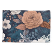 Navy & Taupe Boho Floral Print Kussensloop (Achterkant)
