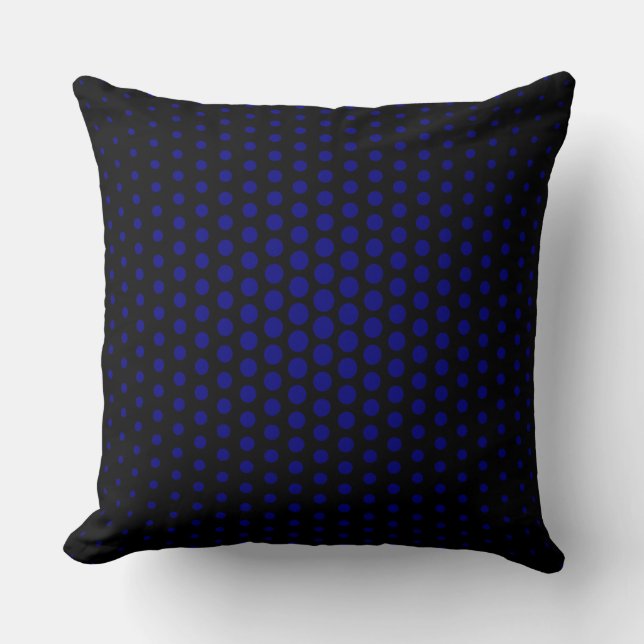 Navy Techno Stippen Modern Black Kussen (Voorkant)