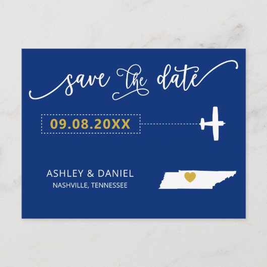 Navy Tennessee Wedding Enregistrer la carte postal (Devant)