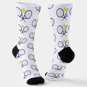 Navy Tennis Racquets Pattern Socks Sokken