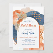 Navy Terracotta Boho Bridal Shower Invitation Kaart (Voorkant)