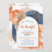 Navy Terracotta Boho Invitation (Devant / Derrière)