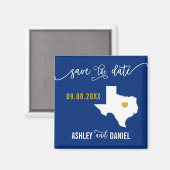 Navy Texas Wedding Save the Date Map Magneet (Voorkant / Achterkant)