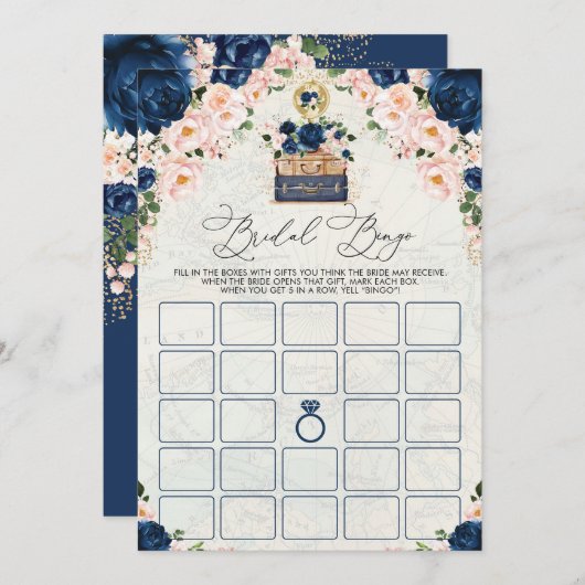 Navy Travel Vrijgezellenfeest Bingo Game Kaart (Voorkant / Achterkant)