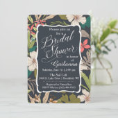  Navy Tropical Bridal Shower Uitnodiging (Staand voorkant)