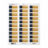 Navy tropical palm leaf modern script gold address etiket (Full Sheet)
