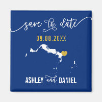 Navy Turks en Caicos Wedding Save the Date Map